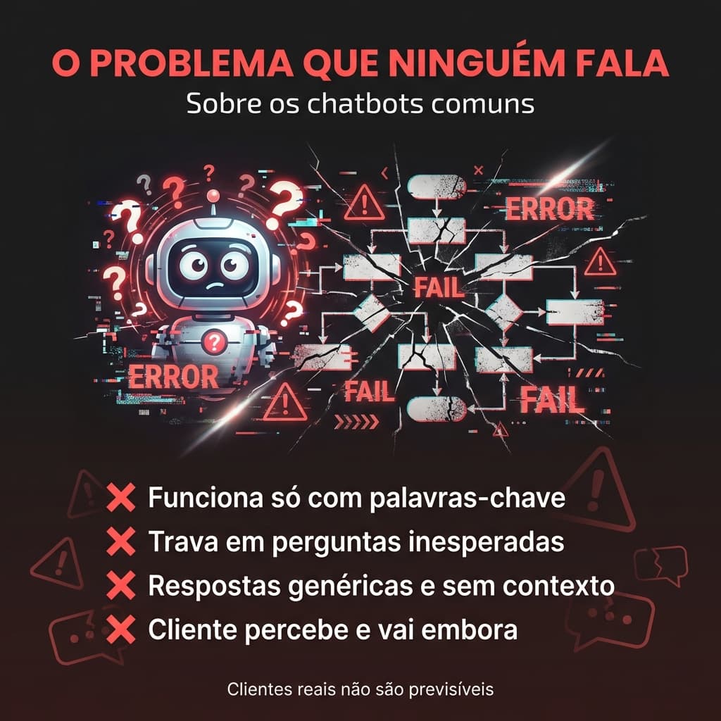 O Problema dos Chatbots Comuns — scripts, palavras-chave e abandono